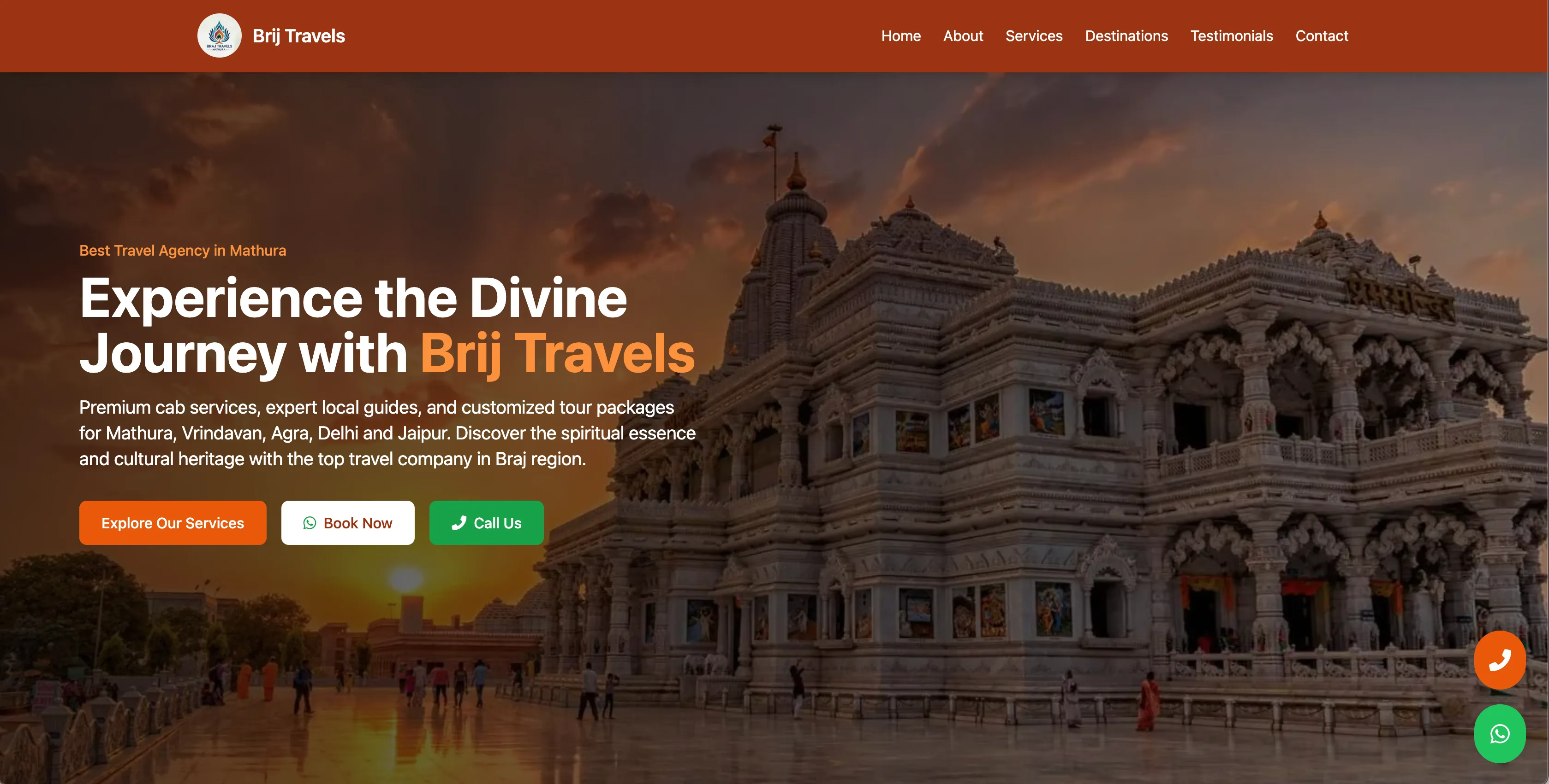 Brij Travels booking website