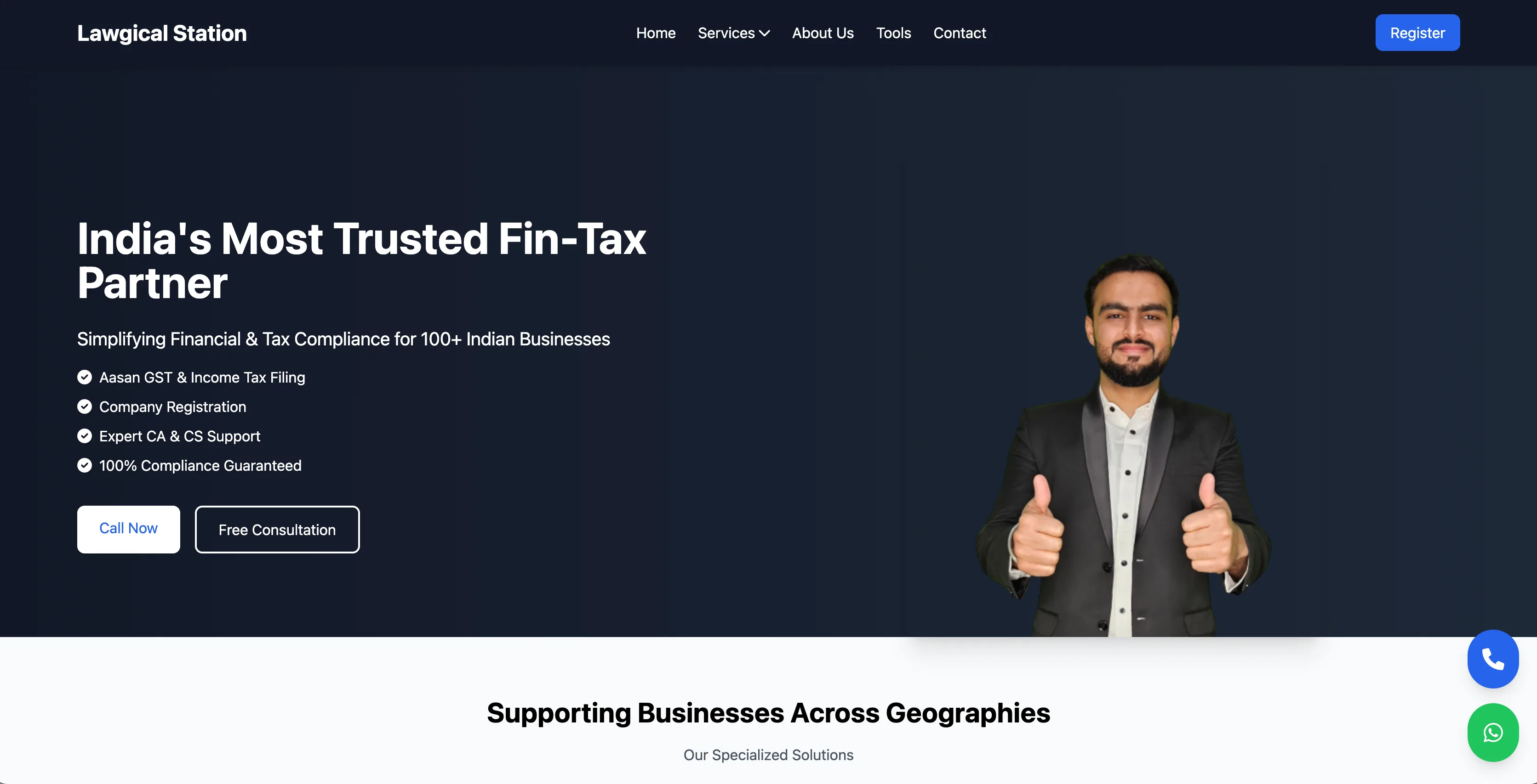 Lawgical Station fin-tax services website